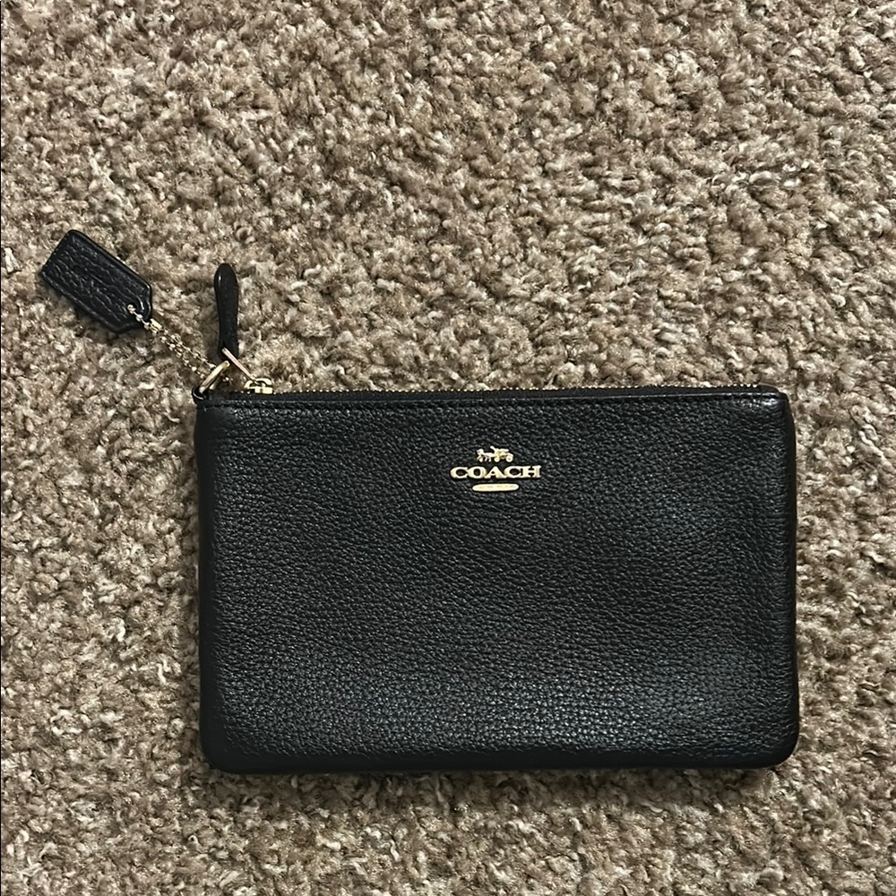 Coach Black Pebbled Leather Pouch